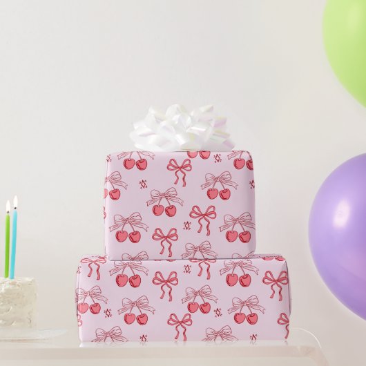 Koketten roten Süßkirschmuster Geschenkpapier (Partygeschenke)