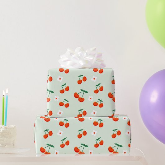 Koketten roten Süßkirschmuster Geschenkpapier (Partygeschenke)