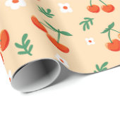 Koketten roten Süßkirschmuster Geschenkpapier (Rolleneckpunkt)