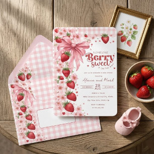 Koketten-Schleife Erdbeere Beere Süße Babyparty Einladung