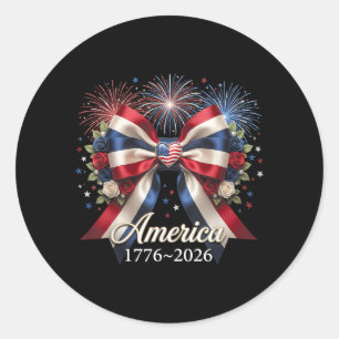 Koketten-Schleife USA Herz 1776 2026 4. Juli 250. Runder Aufkleber