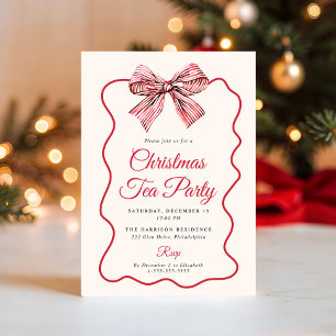 Koketten-Schleife-Weihnachts-Teeparty Einladung