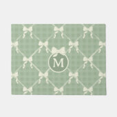 Koketten Schleifen Gingham Monogramm Creme Salbei Fußmatte (Vorderseite)