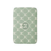 Koketten Schleifen Gingham Monogramm Creme Salbeig Badematte (Vorderseite Vertikal)