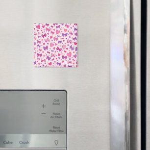 Koketten-Stil Rosa Lila Schleife & Herz Muster Magnet