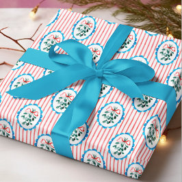 Koketten Wasserfarben-Mistel-Weihnachtsmuster  Geschenkpapier