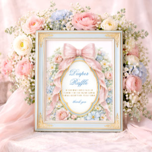 Kokettenbogen-Blüten-Baby-Shower-Windel-Raffle Poster