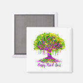 Kokettenbogen Frohe Mardi-Gras-Baum-Perlen Karneva Magnet (Vorderseite/Rückseite)