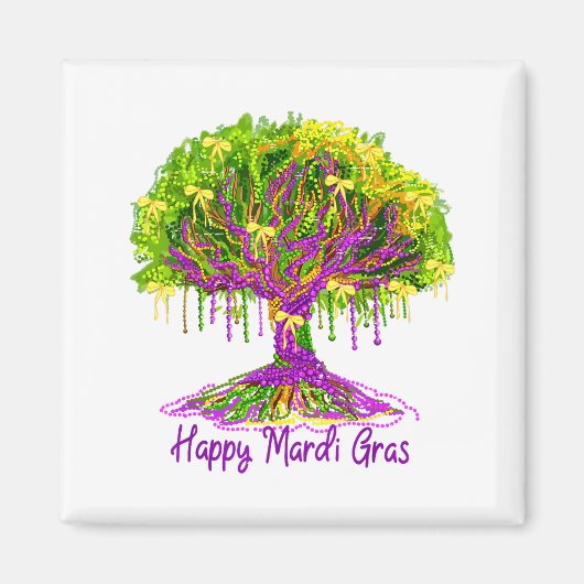 Kokettenbogen Frohe Mardi-Gras-Baum-Perlen Karneva Magnet (Vorne)