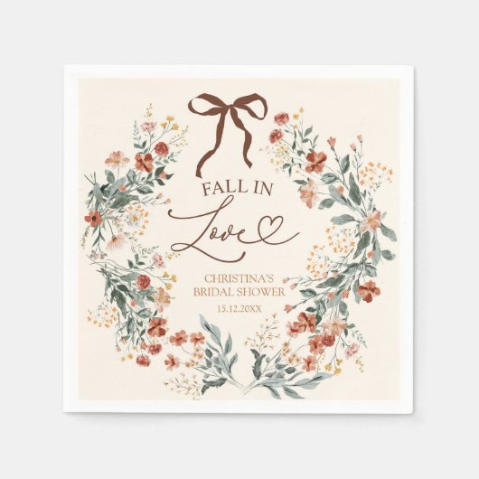 Kokettenbogen Herbst-Wildblumen-Braut-Shower Serviette (Vorderseite)