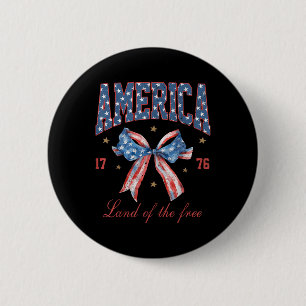Koketter Bogen 4. Juli Mädchen Amerika Patriotisch Button