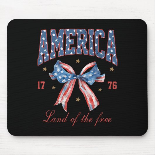 Koketter Bogen 4. Juli Mädchenhaft Amerika Patriot Mousepad (Vorne)