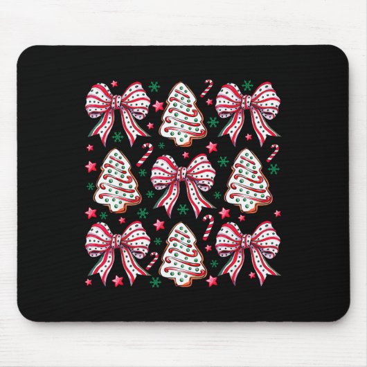 Koketter Bogen Baum Kuchen Zuckerstange Frohe Weih Mousepad (Vorne)