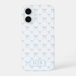 Koketter Bogen Blau Monogramm Initial iPhone 16 Hü Hülle