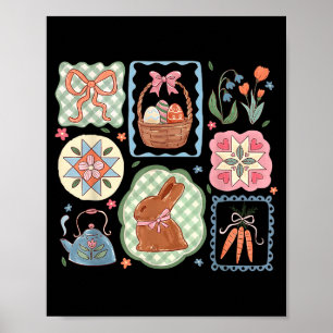 Koketter Bogen Hase Eier Lustiger Hase Blumen Glüc Poster