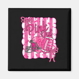 Koketter Bogen Pink Out Football Brustkrebs-Bewuss Magnet