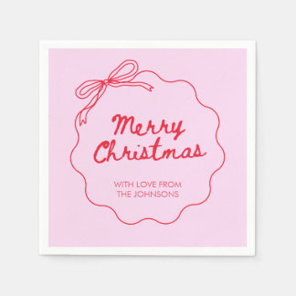 Koketter Bogen rosa rot weihnachten modern süß Serviette