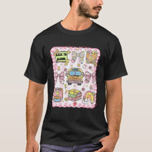 Koketter Bogen Schulbus Lustig Zurück zur Schule L T-Shirt