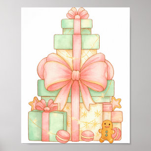 Koketter Bogen-Weihnachtsbaum Xmas-Feiertag Girly- Poster