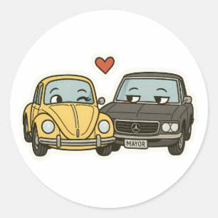 Koketter Cartoon Car Couple - Funny Sticker für Ro