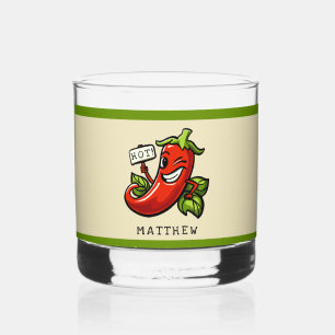Koketter Chili mit Namen personalisiert Whiskyglas