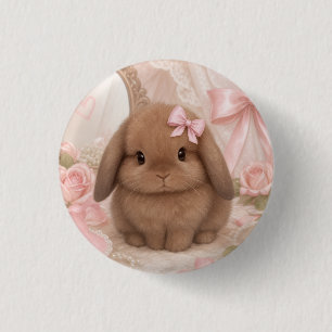 Koketter Hase rosa Schleife  Button
