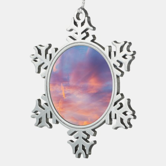 koketter Himmel Schneeflocken Zinn-Ornament (Rechts)