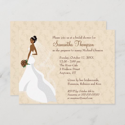 Kokettes Champagner-Brautparty Einladung (Vorne/Hinten)