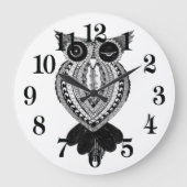 Kokettes Owl Große runde Uhr (Vorderseite)