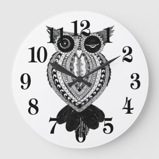 Kokettes Owl Große runde Uhr (Vorderseite)