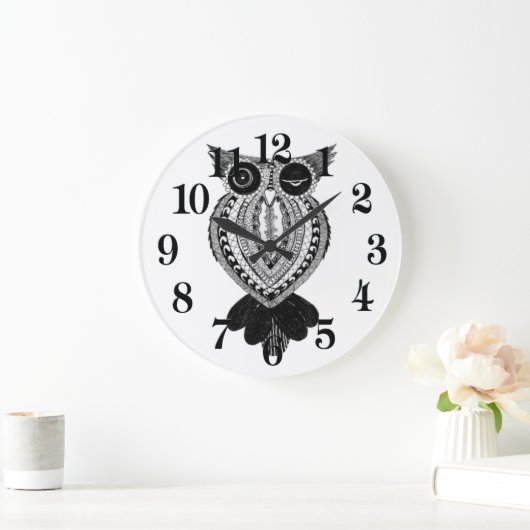 Kokettes Owl Große runde Uhr (Zuhause)