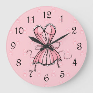 Kokettes rosa Korsett Große Wanduhr