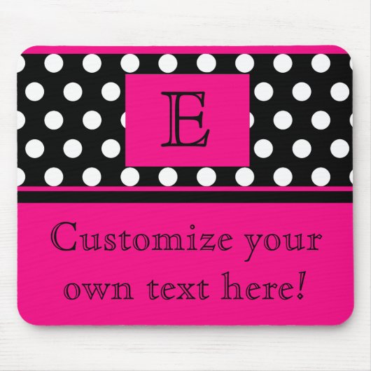 Kokettes Rosa-und Polka Punkt-Monogramm mousepad (Vorne)
