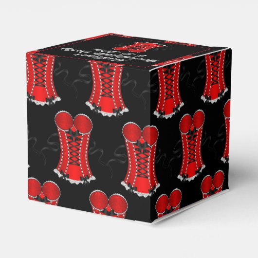 Kokettes Rotkorsetherz Geschenkschachtel (Rückseite)