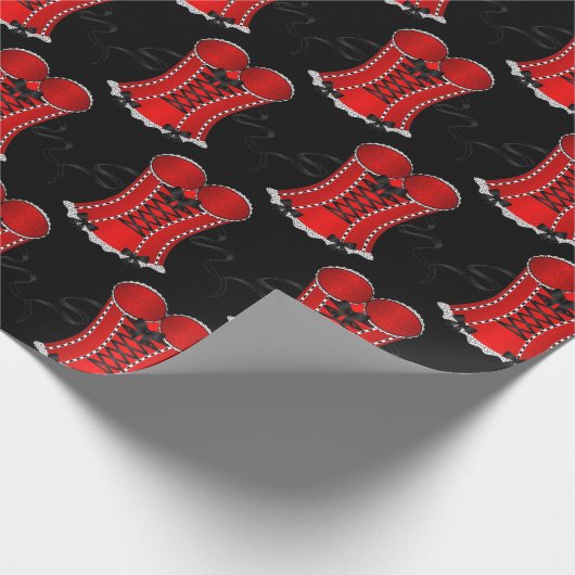 Kokettes Rotkorsett Geschenkpapier (Ecke)