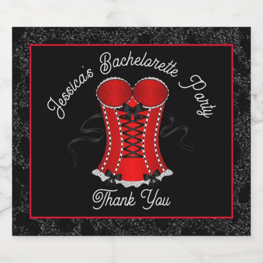 Kokettes Rotkorsett Schaumweinetikett (Einzelnes Label)