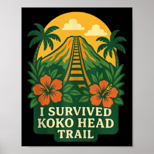 Koko Head Trail Hawaii Oahu Hawaiian Wanderung Wan Poster