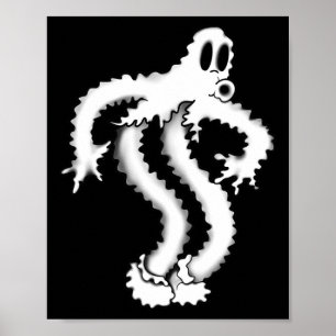 Koko The Clown Ghost Shaky Spooky Blackwork Poster