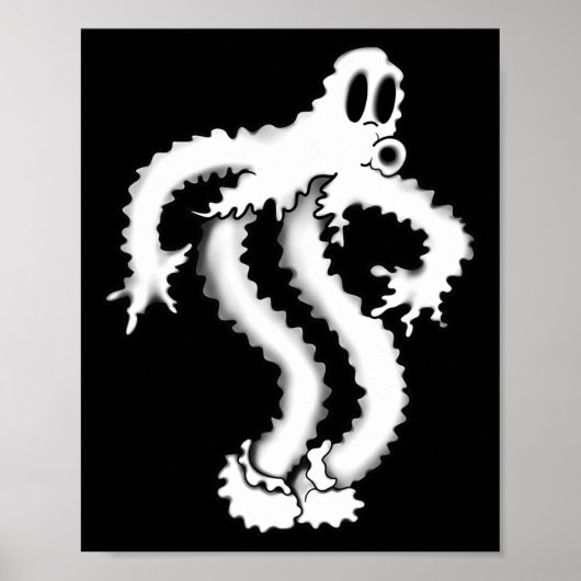 Koko The Clown Ghost Shaky Spooky Blackwork Poster (Vorne)