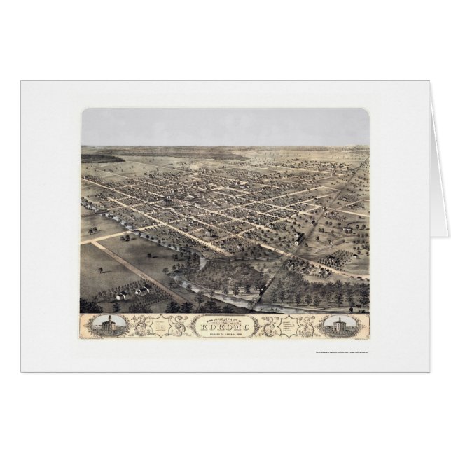 Kokomo, IN Panorama-Map - 1868 (Vorderseite (Horizontal))