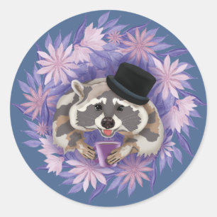 Kokon mit violetten Blumen. Aquarell Runder Aufkleber