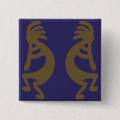 Kokopelli-Abbildung: grün auf blau Button (Vorderseite)