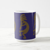 Kokopelli-Abbildung: grün auf blau Kaffeetasse (VorderseiteRechts)