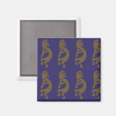 Kokopelli-Abbildung: grün auf blau Magnet (Vorderseite/Rückseite)