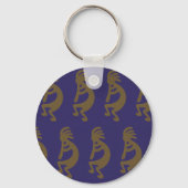 Kokopelli-Abbildung: grün auf blau Schlüsselanhänger (Rückseite)
