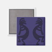 Kokopelli-Abbildung: Schwarz auf blau Magnet (Vorderseite/Rückseite)