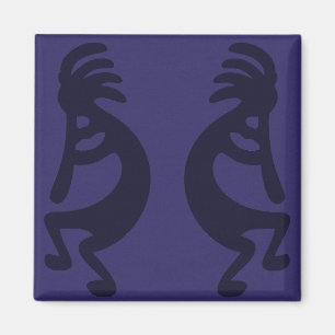 Kokopelli-Abbildung: Schwarz auf blau Magnet