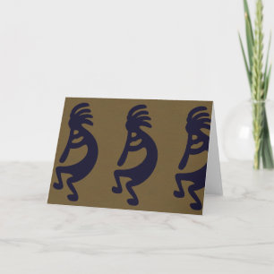 Kokopelli-Abbildung: Schwarz auf grün Karte