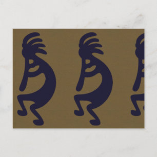 Kokopelli-Abbildung: Schwarz auf grün Postkarte