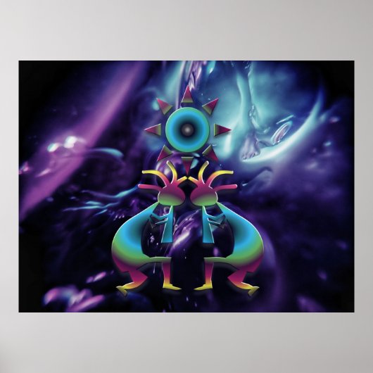 Kokopelli Abstrakt Art Universe Poster (Vorne)